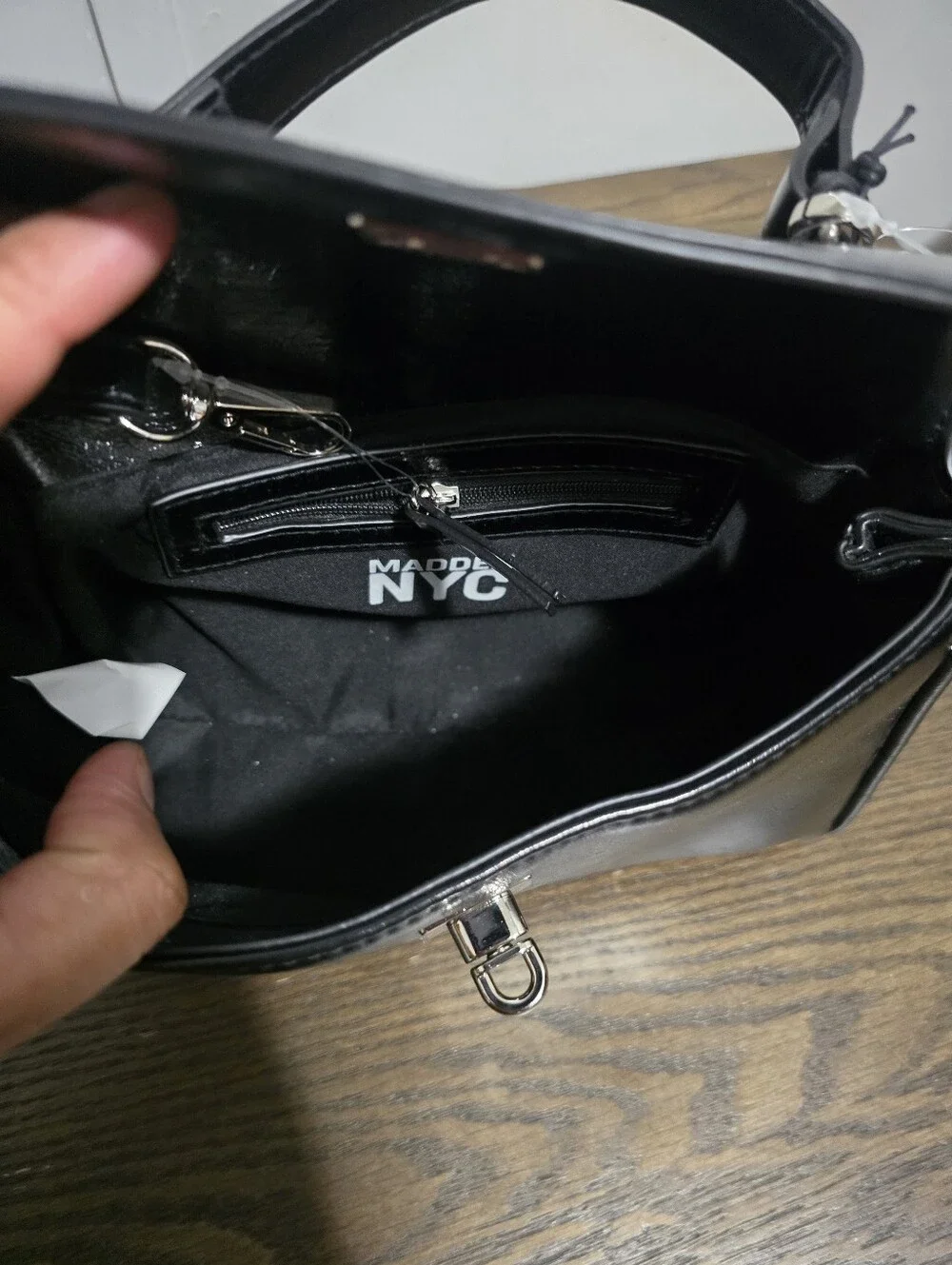 Patent Black Satchel with Top Handles